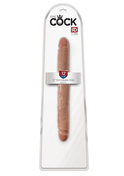 King Cock Slim Double Dildo - Caramel/Tan - 12in