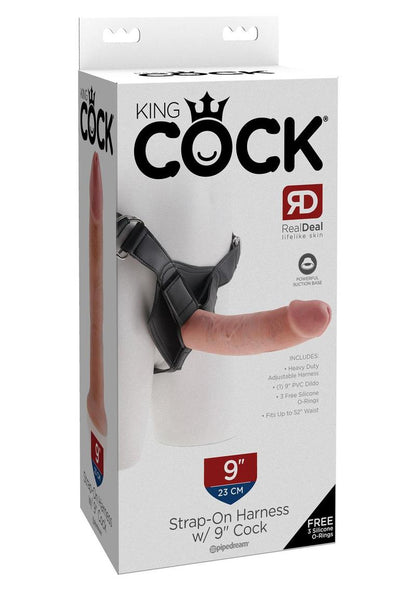 King Cock Strap-On Harness with Dildo - Flesh/Vanilla - 9in