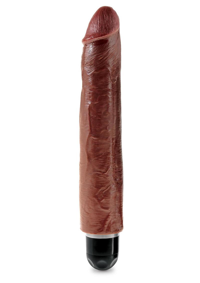 King Cock Vibrating Stiffy Dildo - Chocolate - 10in