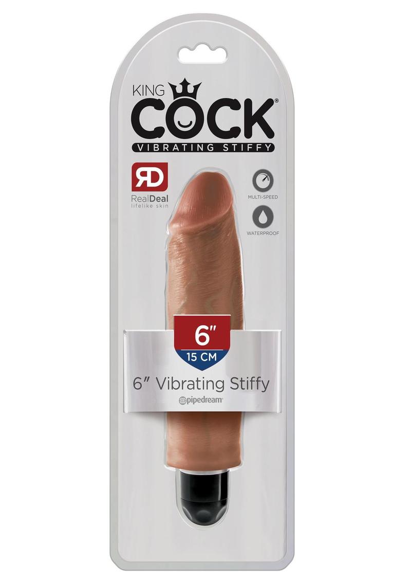 King Cock Vibrating Stiffy Dildo - Caramel/Tan - 6in