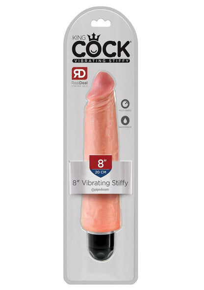 King Cock Vibrating Stiffy Dildo - Vanilla - 8in