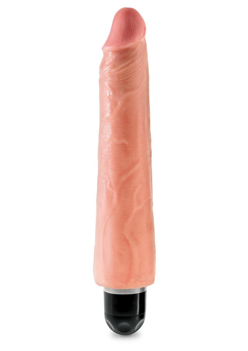 King Cock Vibrating Stiffy Dildo - Vanilla - 9in