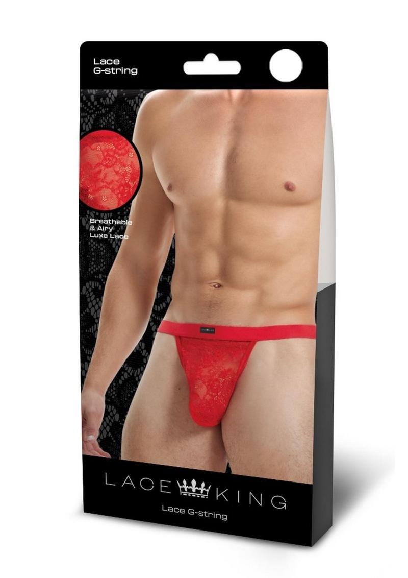 Lace King Lace G-String - Red - Medium/Small