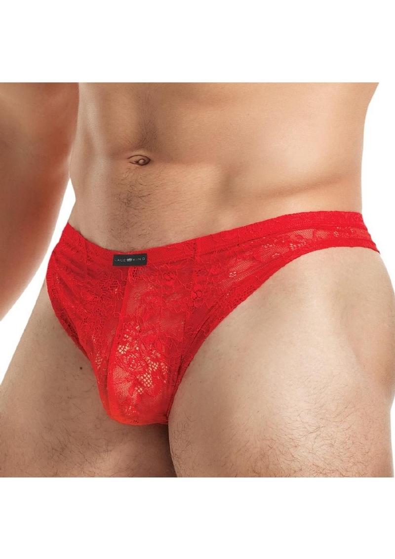 Lace King Lace Thong - Red - Large/XLarge