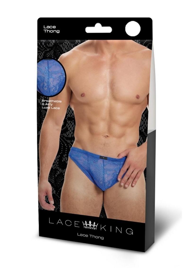 Lace King Lace Thong - Medlum - Blue - Large/Medium