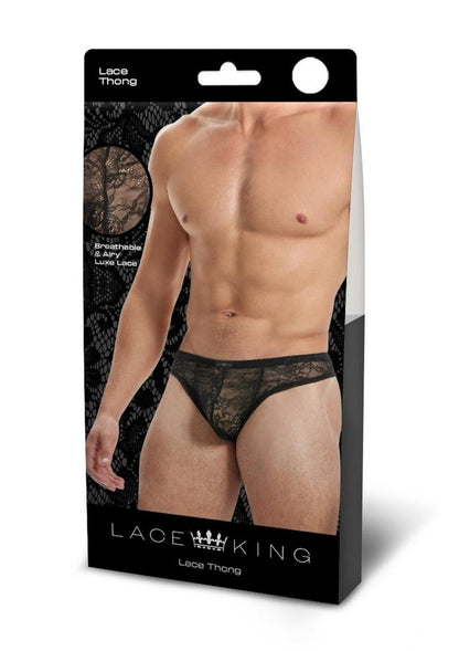 Lace King Lace Thong - Black - Medium/Small