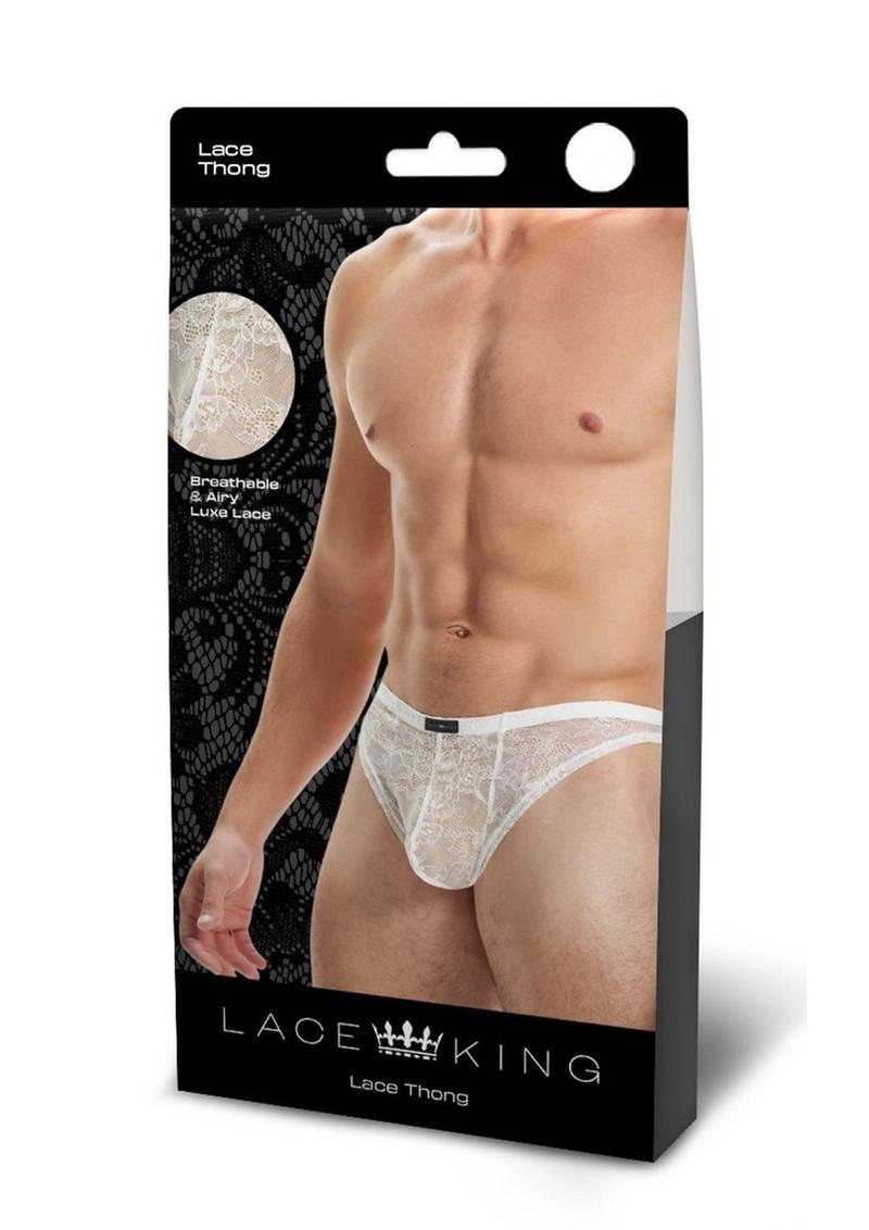 Lace King Lace Thong - White - Medium/Small