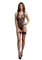 Le Desir Crotchless Rhinestone Halter Teddy