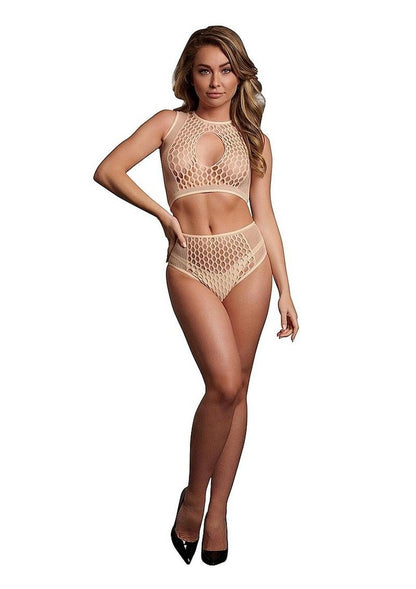 Le Desir Duo Net Key Hole Bra - Beige/Tan - One Size - Set