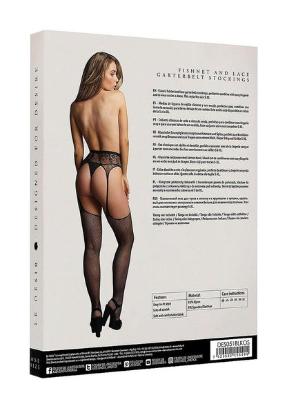 Le Desir Fishnet and Lace Garterbelt Stocking