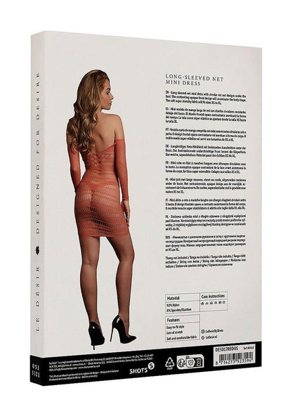 Le Desir Long Sleeved Net Mini Dress - One Size - Sunset Glow