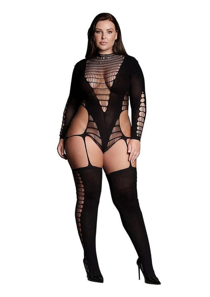 Le Desir Shade Kalyke Xxiii Bodystocking with Turtleneck - Black - Queen