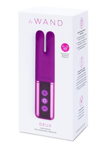 Le Wand Deux Silicone Rechargeable Dual Vibrator - Cherry/Purple