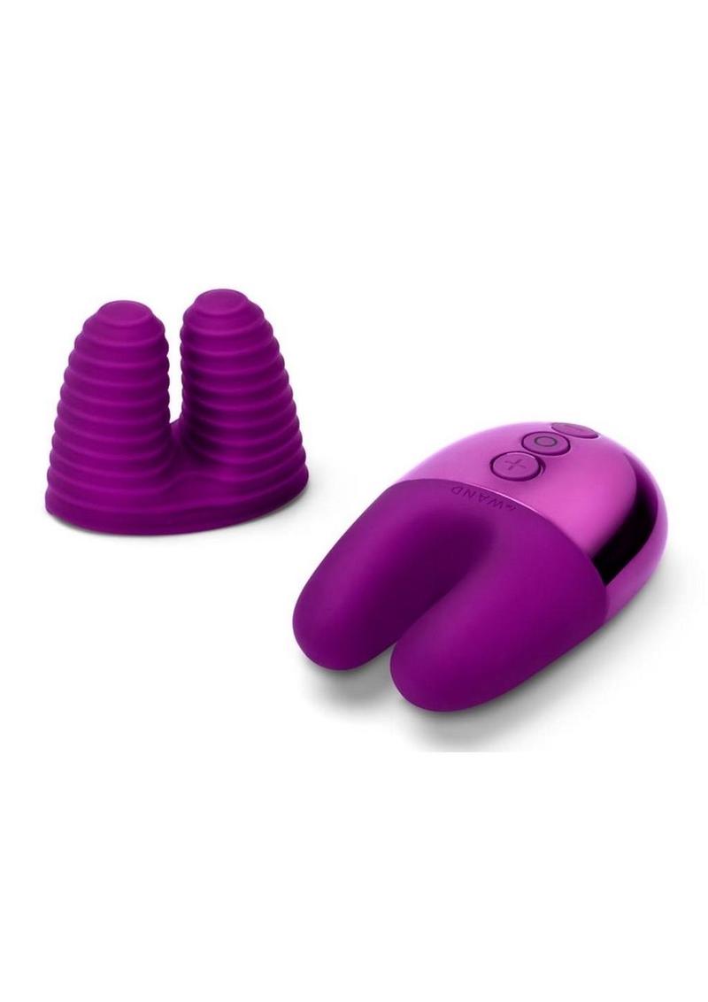 Le Wand Double Vibe Rechargeable Silicone Rabbit Vibrator - Cherry/Purple