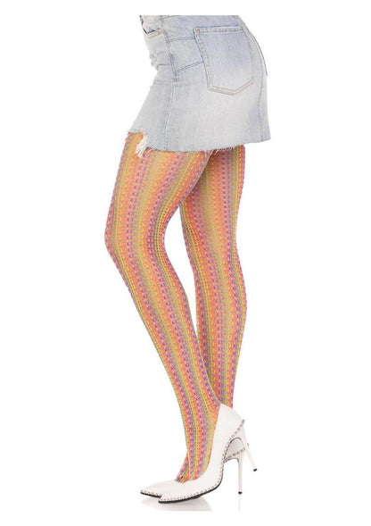 Leg Aventue Rainbow Crochet Net Tights - Multicolor - One Size