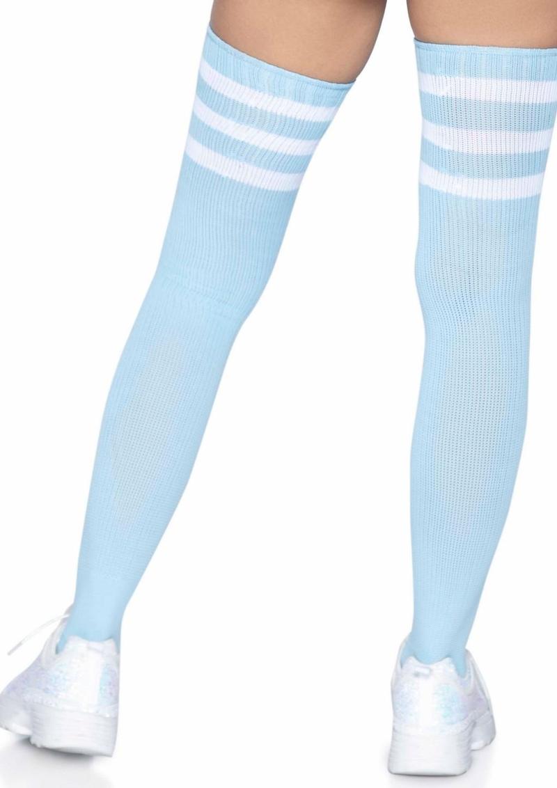 Leg Avenue Athlete Thigh High 3 Stripe Top - Blue/Light Blue - One Size