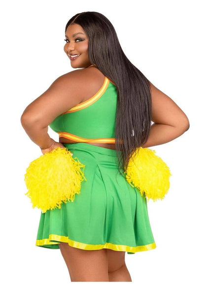 Leg Avenue Bring It Baddie Set Top with Cheer Logo, Pleated Skirt and Pom Pom (3 Piece) - 1x/2x