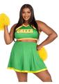 Leg Avenue Bring It Baddie Set Top with Cheer Logo, Pleated Skirt and Pom Pom