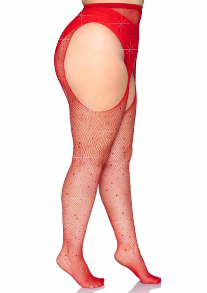 Leg Avenue Crystalized Fishnet Suspender Pantyhose