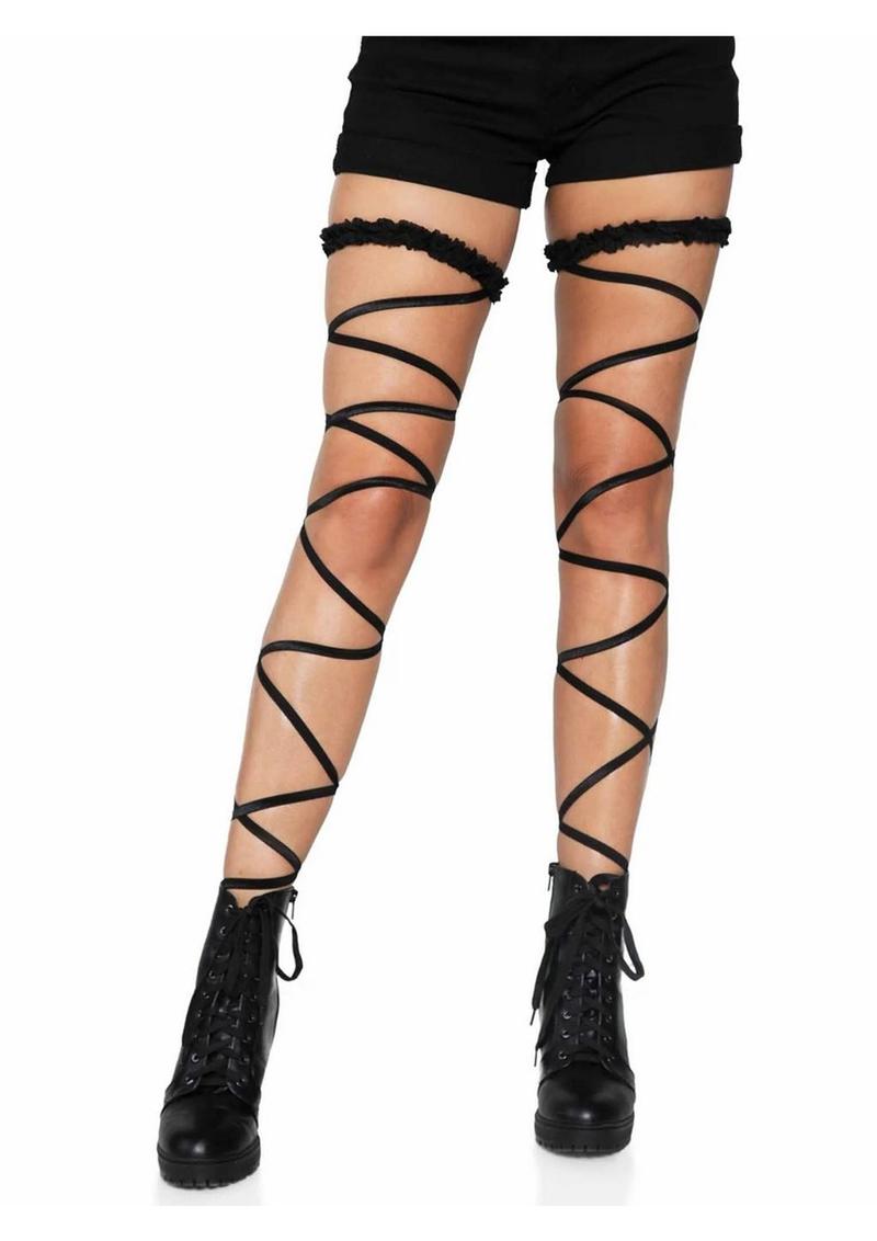 Leg Avenue Garter Leg Wrap - Black - One Size - Set