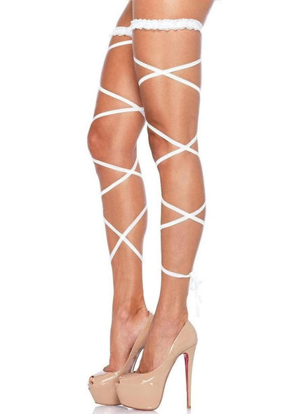 Leg Avenue Garter Leg Wrap - White - One Size - Set