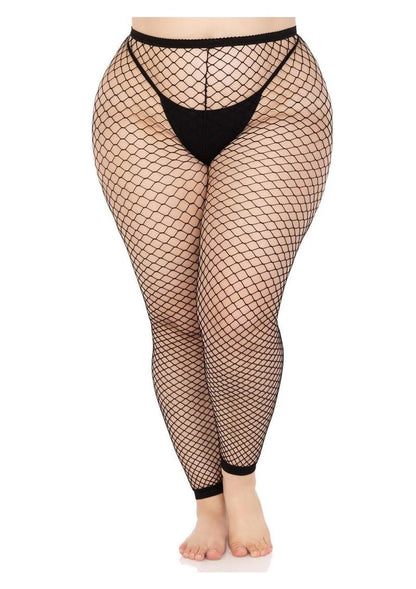 Leg Avenue Industrial Net Footless Tights - 1x-2x - Black