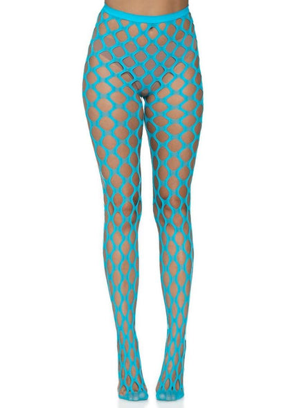 Leg Avenue Jumbo Pothole Net Tights - Blue/Neon Blue - One Size