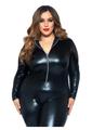 Leg Avenue Lame Zipper Front Cat Suit - 1x/2x