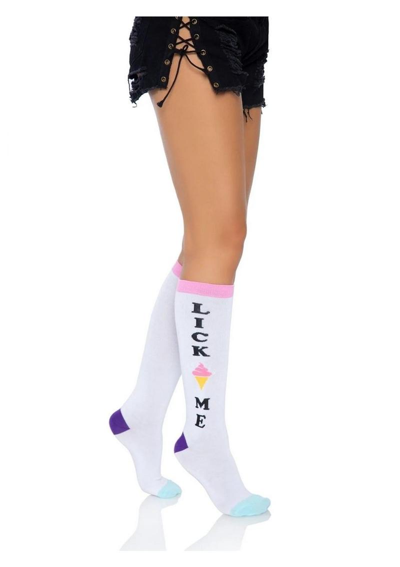 Leg Avenue Lick Me Knee Socks - Multicolor - One Size