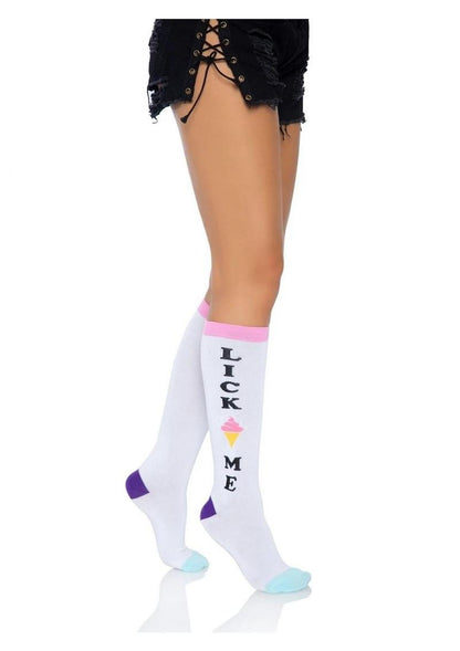 Leg Avenue Lick Me Knee Socks - Multicolor - One Size