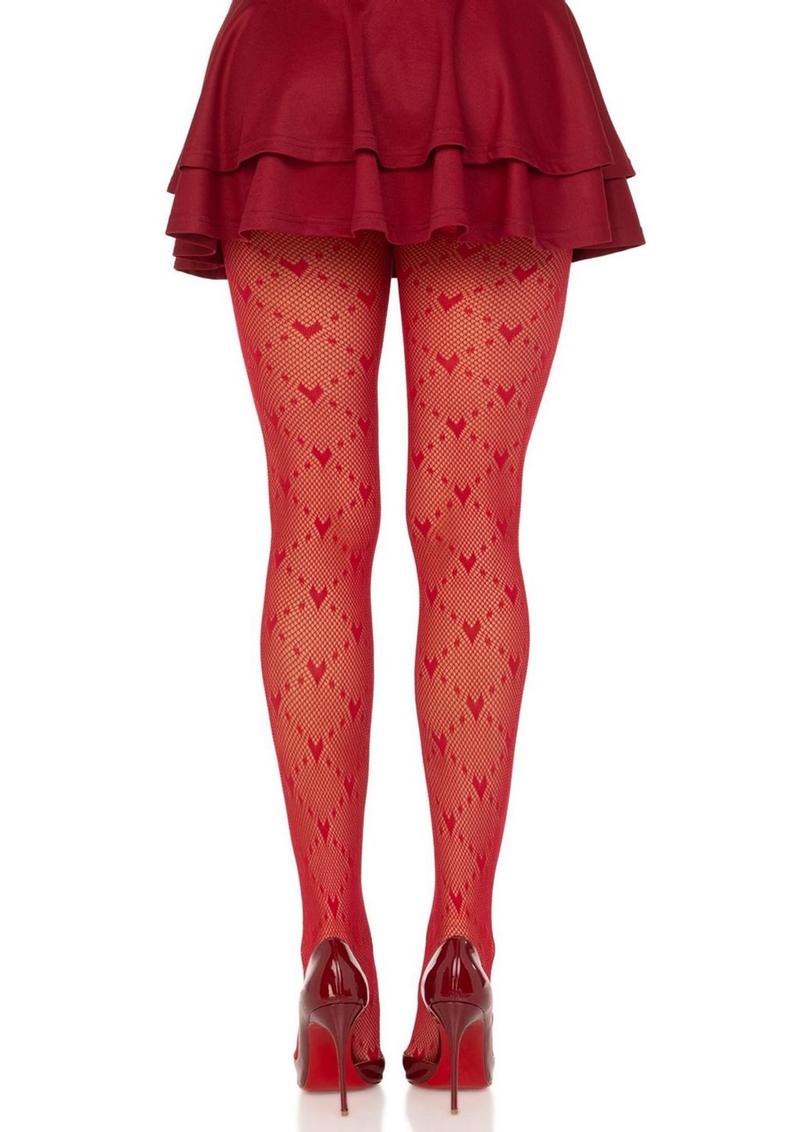 Leg Avenue Love Struck Heart Net Tights