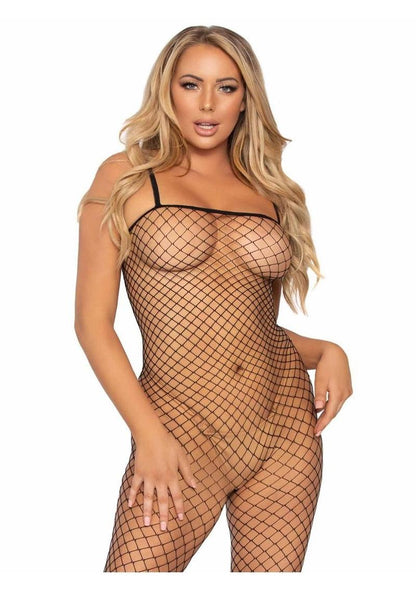 Leg Avenue Lycra Industrial Fishnet Bodystocking - Black - One Size