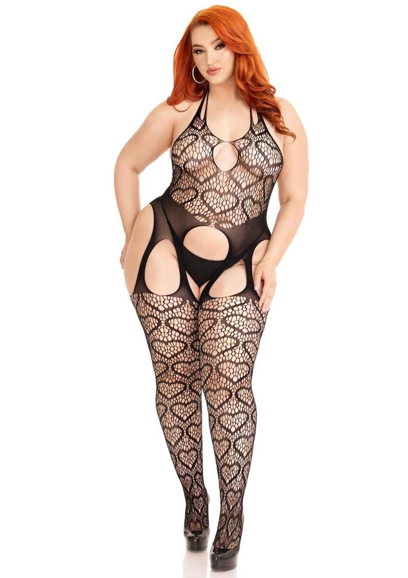 Leg Avenue Seamless Heart Net Suspender Bodystocking