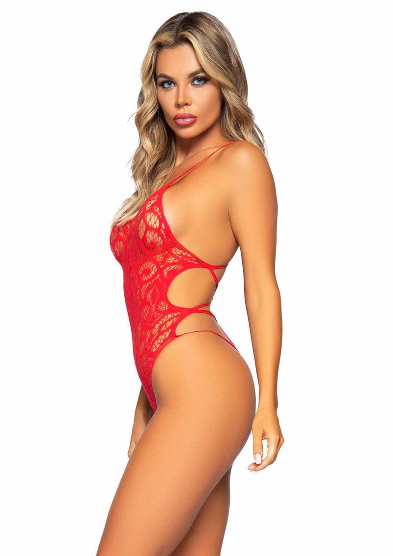 Leg Avenue Seamless Scroll Lace with Nearly Naked Strappy Back