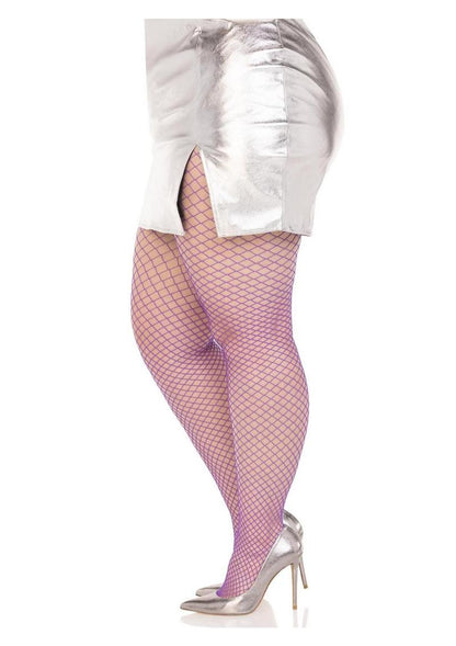 Leg Avenue Spandex Industrial Net Tights - 1x-2x - Purple