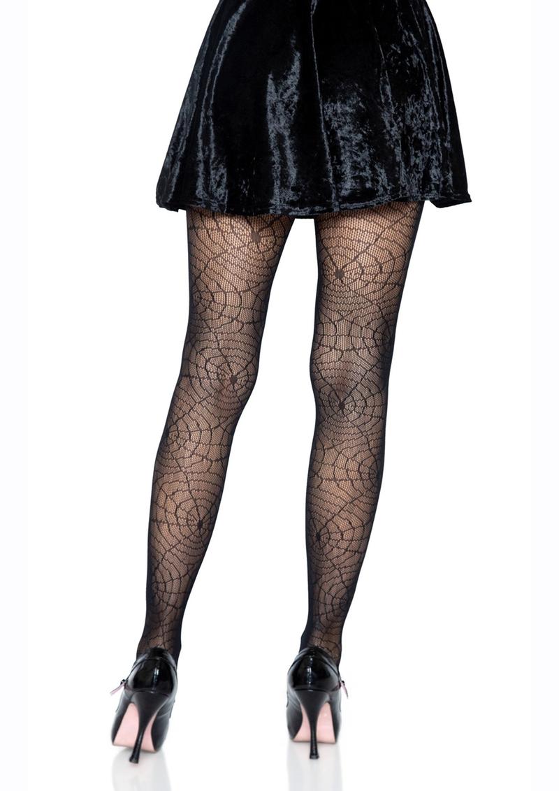 Leg Avenue Spider Lace Pantyhose - Black - One Size