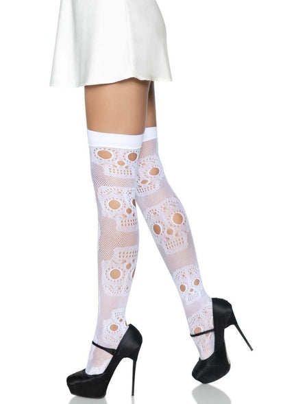 Leg Avenue Sugar Skull Net Thigh Highs