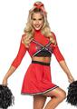 Leg Avenue Varsity Babe Set Crop Top with Cheer Logo, Pleated Skirt, and Pom Poms