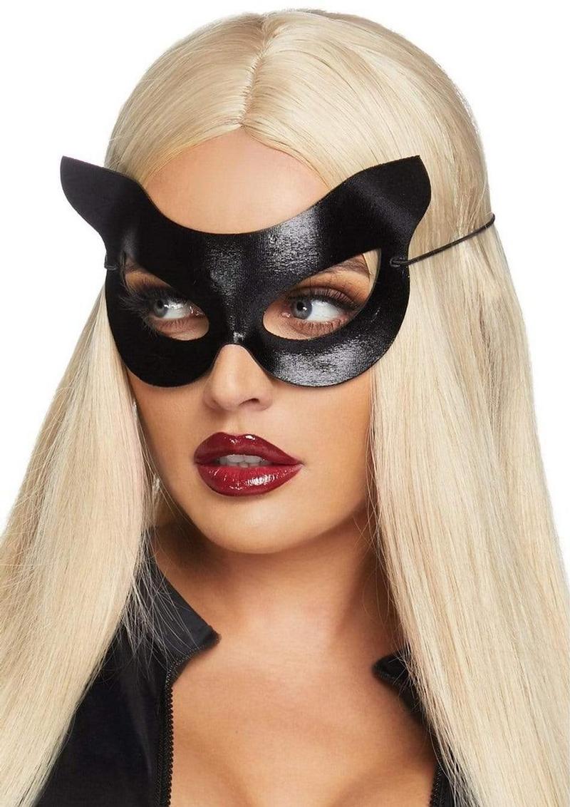 Leg Avenue Vinyl Cat Mask - Black - One Size