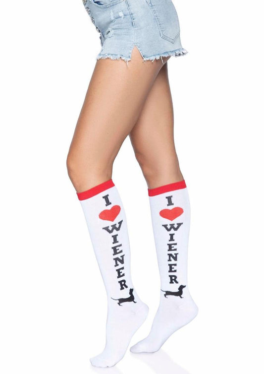 Leg Avenue Weiner Dog Knee Highs - Multicolor - One Size