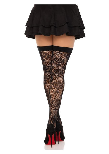 Leg Avenue Wild Rose Net Thigh Highs