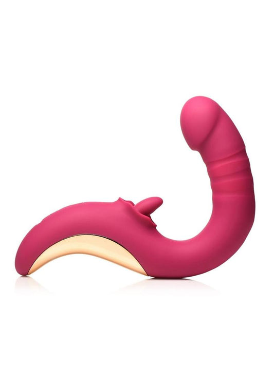 Lickgasm Tease and Please Rechargeable Silicone Thrusting Andamp; Licking Vibrator - Pink