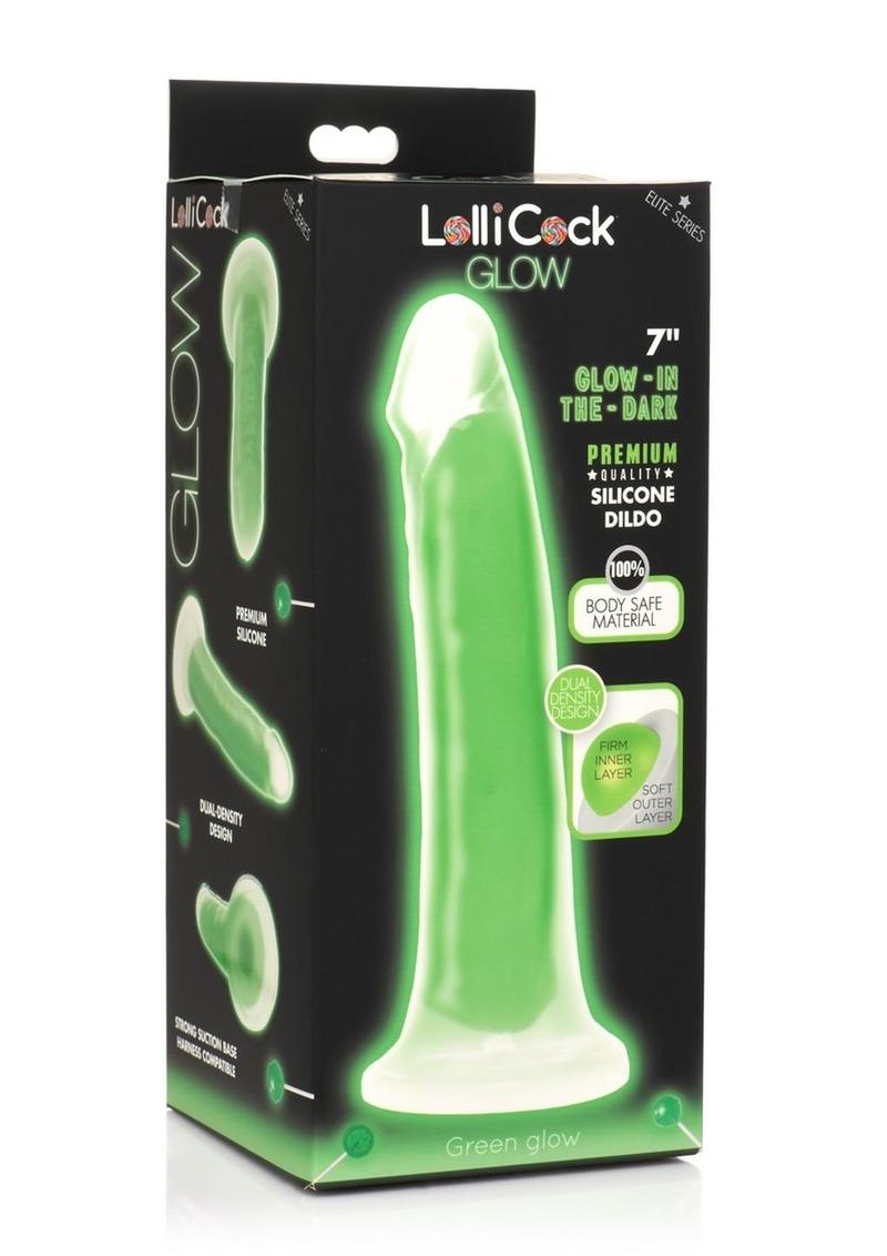 Lollicock Glow In The Dark Silicone Dildo - Glow In The Dark/Green - 7in