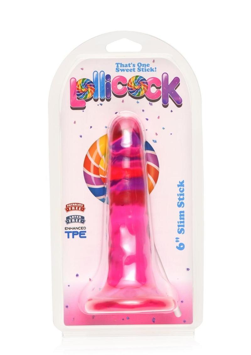 Lollicock Slim Stick Dildo - Cherry Ice/Red - 6in