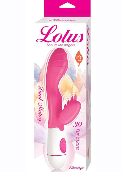 Lotus Sensual Massager #3 Silicone Rabbit Vibrator - Pink/White