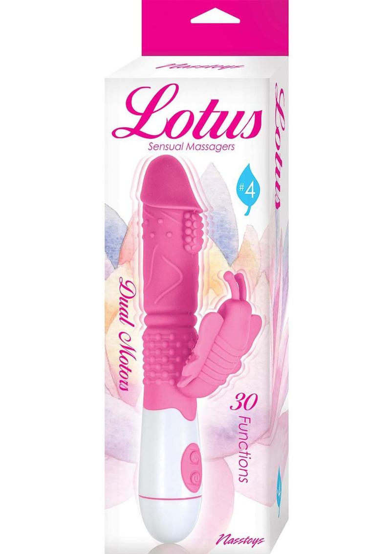 Lotus Sensual Massager #4 Silicone Rabbit Vibrator - Pink/White