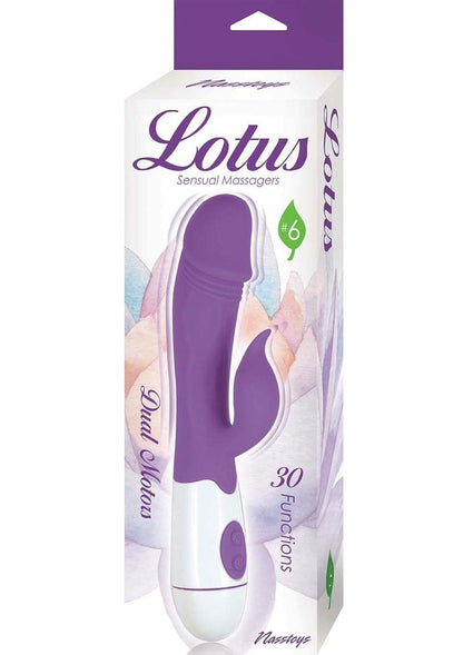 Lotus Sensual Massager #6 Silicone Rabbit Vibrator - Purple/White