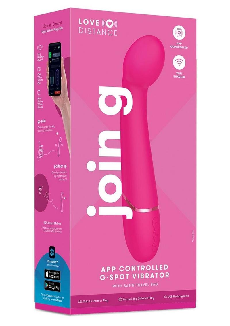 Love Distance Join G App Controlled Silicone Rechargeable G-Spot Vibrator - Pink