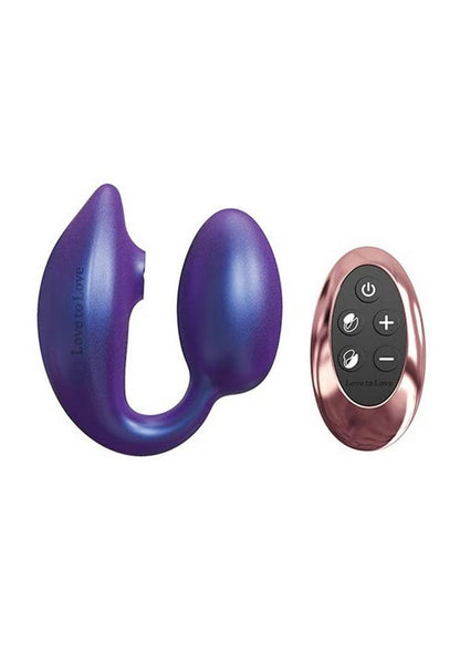 Love to Love Wonderlover Rechargeable Silicone Dual Vibrator with Remote - Iridescent Night - Blue