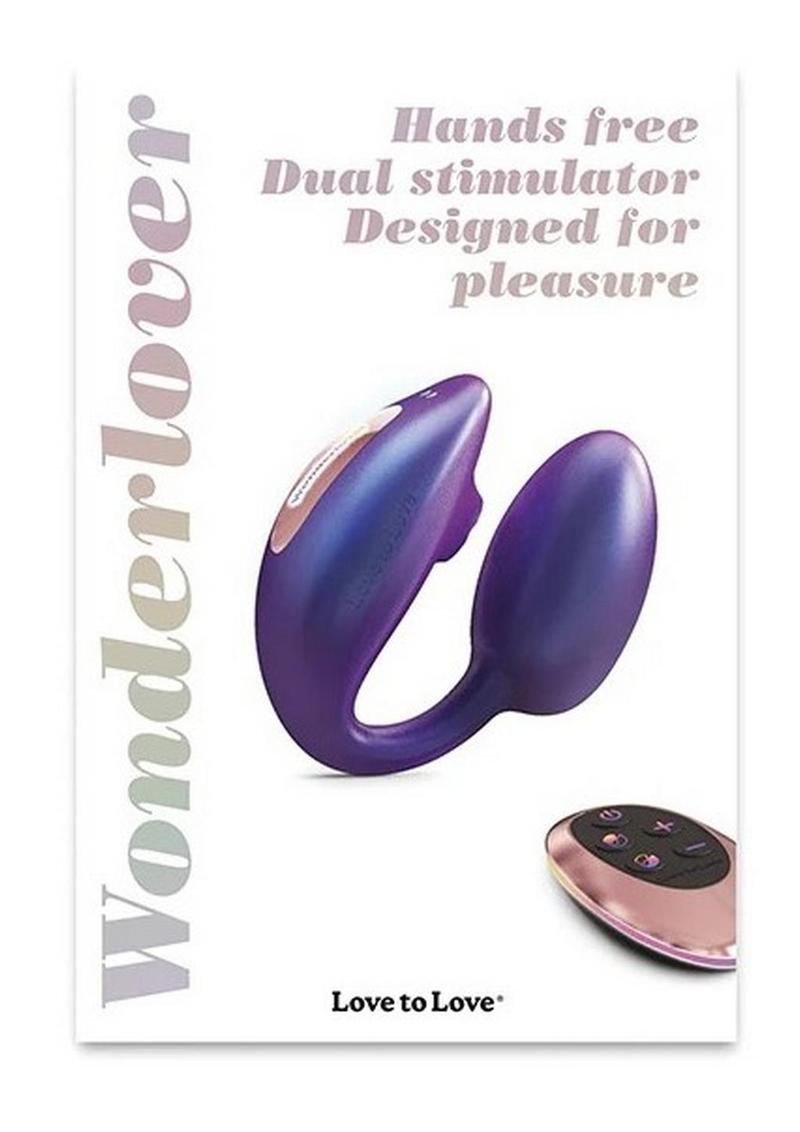 Love to Love Wonderlover Rechargeable Silicone Dual Vibrator with Remote - Iridescent Night - Blue